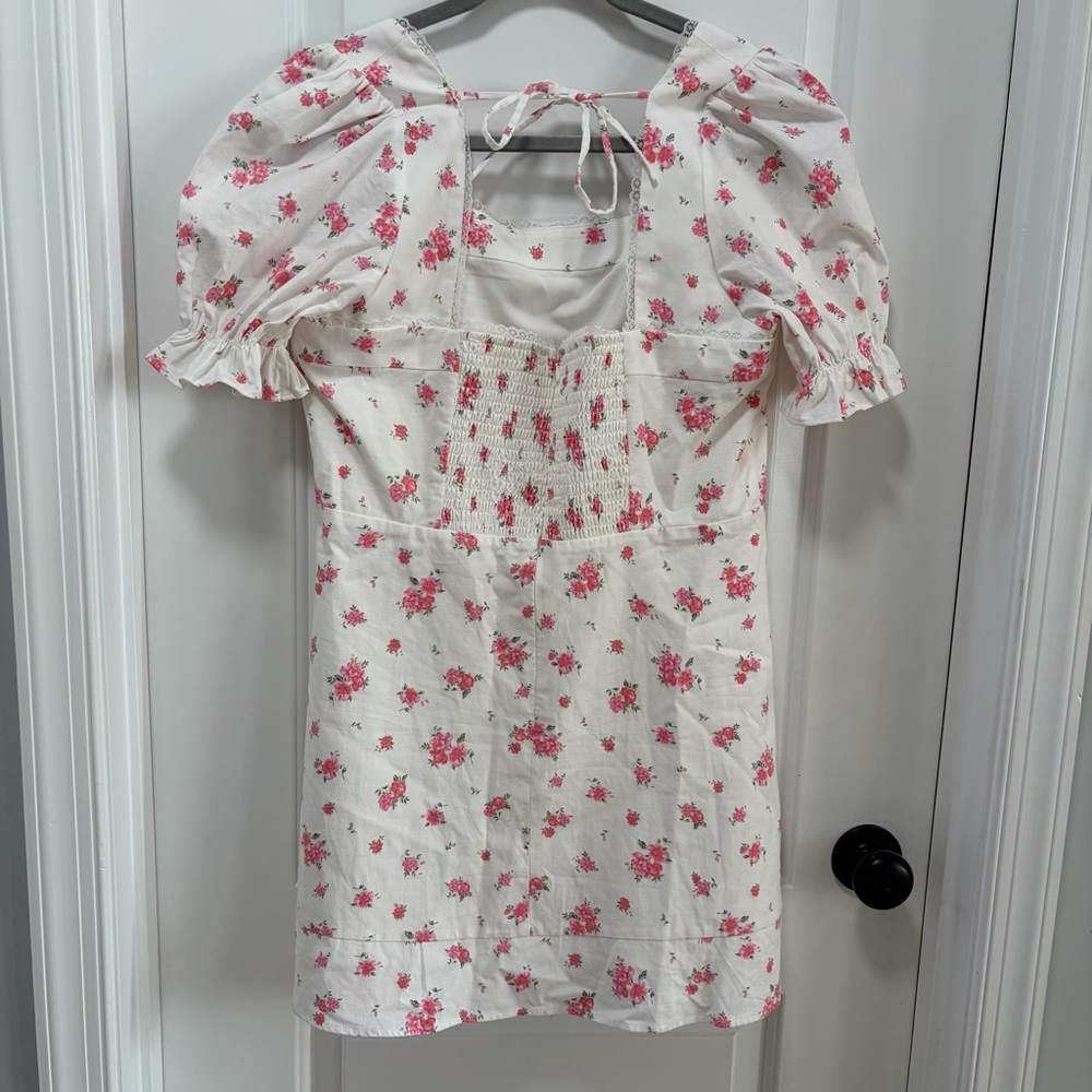 Altar’d State NWOT‎ Lucia Mini Dress size XL White Puff Sleeve Ditsy Floral - Picture 15 of 16